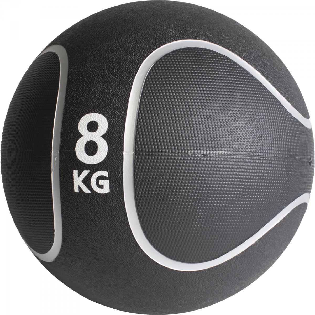 Médecine ball style noir/gris de 8 KG diamètre 28,6cm